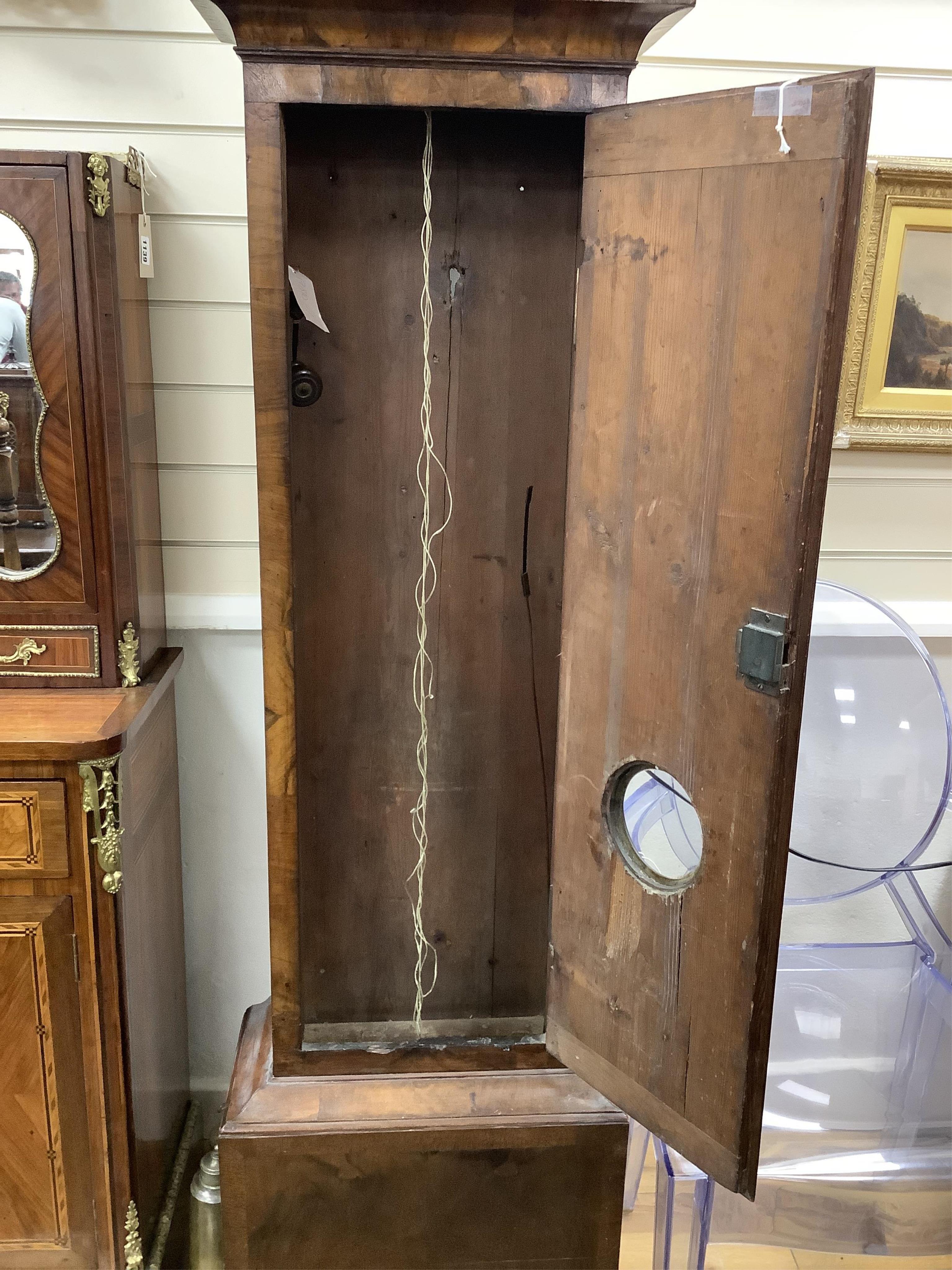 An 18th century walnut eight day longcase clock marked John Hayes, height 201cm. Condition - fair